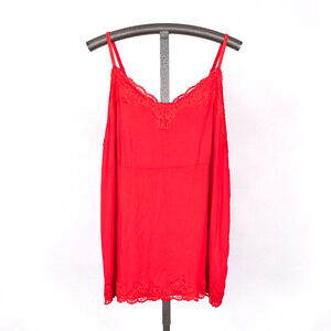 Lane Bryant Y2K Lace Trim Cami Tank Top Women's Size 22/24 Red Baby Doll Strappy